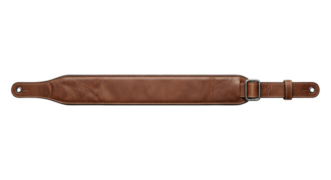 Premium brown leather guitar strap mockup