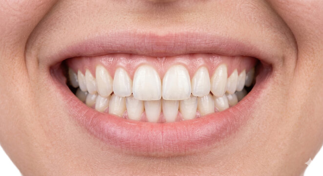 Close up of perfect white teeth and healthy gums