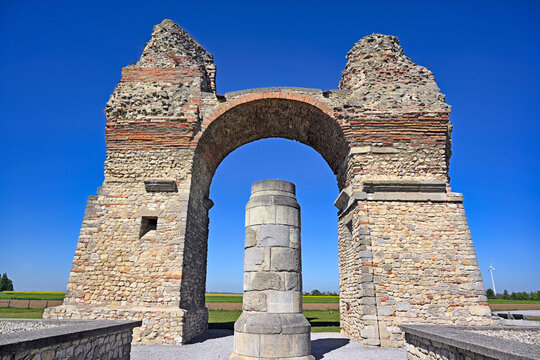 Heidentor Triumphal Arch and Roman Ruins in Carnuntum Austria