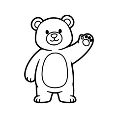 Obraz premium Outline of a cute bear waving happily bold simple cartoon animal design Vector illustration