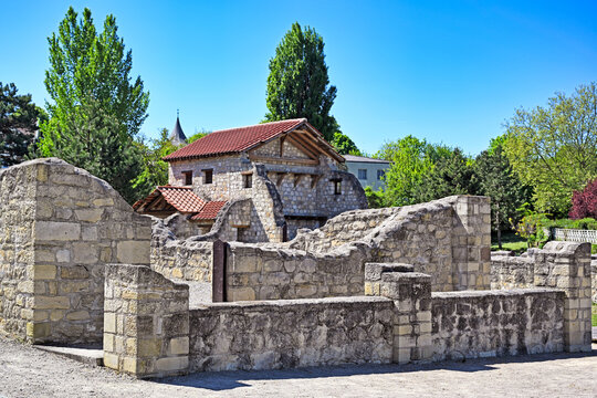 Reconstructed Roman House and Ancient Ruins in Carnuntum Austria