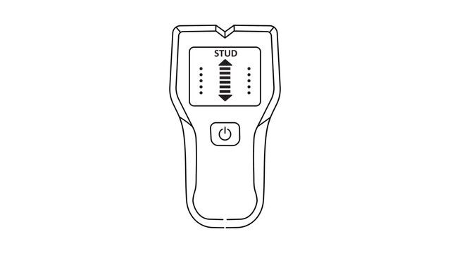Modern outline vector icon of a stud finder for wall construction and maintenance featuring an editable stroke to customize line weight for various graphic design and technical illustration needs.