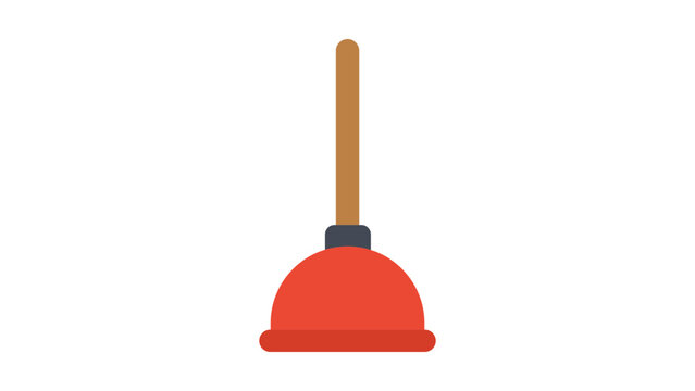 Flat vector icon illustration of a toilet plunger for plumbing and home maintenance services featuring a clean modern design on a white background for sanitary and domestic repair concepts.