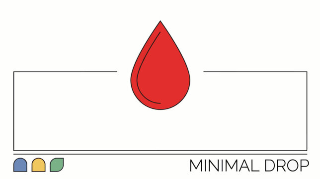 Minimalist Red Blood Drop Illustration on White Background.