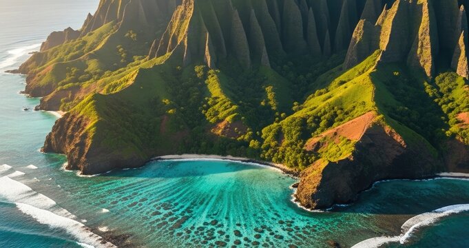 Experience the breathtaking majesty of emerald cliffs meeting the crystalline depths of a hidden island paradise.