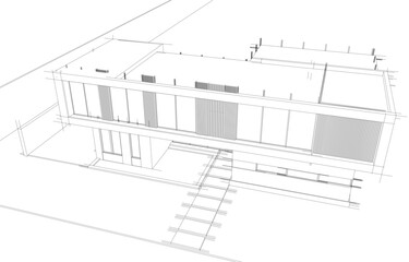 Fototapeta premium House building sketch architectural 3d illustration
