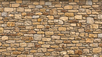 Fototapeta premium Rustic weathered panoramic stone wall texture background for architectural design and construction