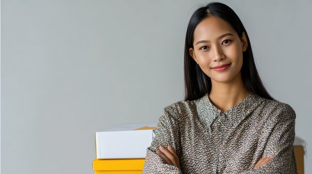 Southeast Asian female office assistant smiling