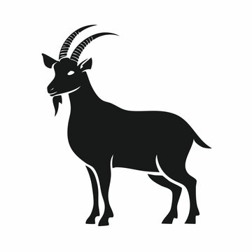 Black Silhouette of a Goat with Horns