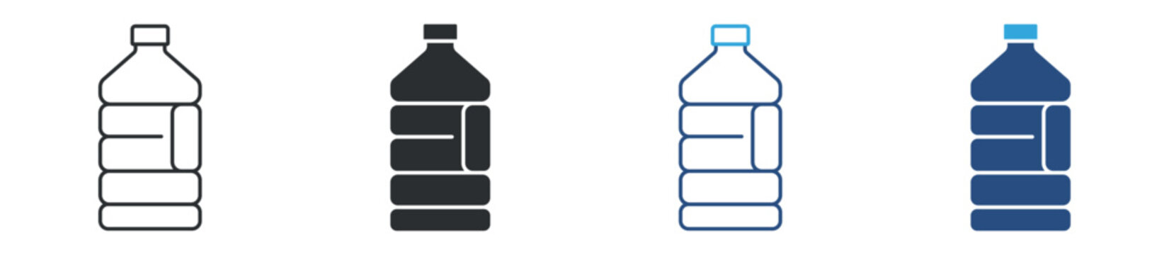 Plastic water bottle icon set. beverage container design. hydration and packaging concept. vector illustration.