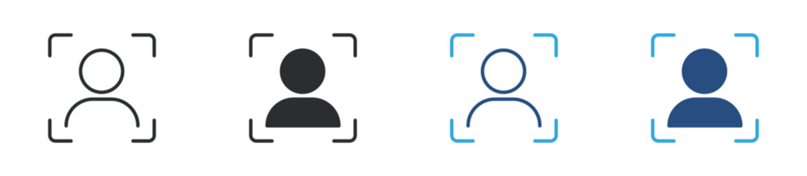 Face recognition icon set. user scanning frame. biometric identification and security concept. vector illustration.