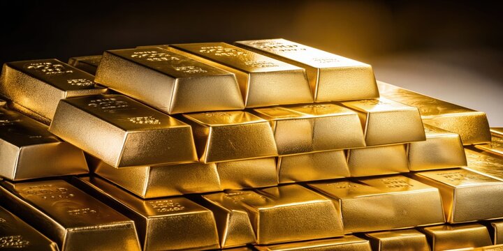 Towering stacks of gold bullion bars representing enduring wealth and financial security