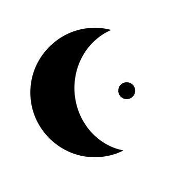 Black crescent moon and circle symbol.
