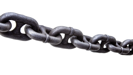 Fototapeta premium Heavy duty metal chain links textured and weathered, isolated on transparent background