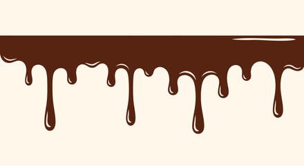 Melted dark chocolate sauce dripping down on a cream background © ROKY