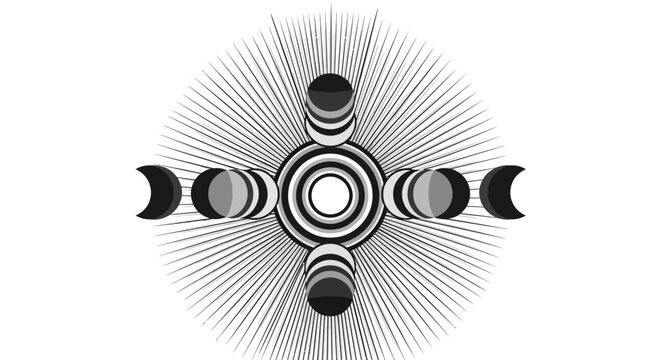 Abstract representation of moon phases and celestial cycles.