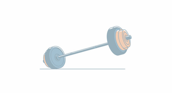 Minimalist illustration of a heavy barbell with weights for gym and fitness training.