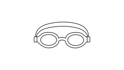 Professional black line vector icon of swimming goggles featuring an editable stroke, perfect for water sports designs, athletic equipment concepts, and minimalist pool activity illustrations. © Mollika