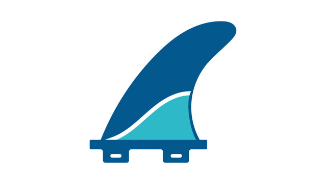 Modern flat vector icon of a surfboard fin isolated on white, representing summer sports, surfing equipment, and ocean waves in a clean minimalist illustration for professional graphic design.