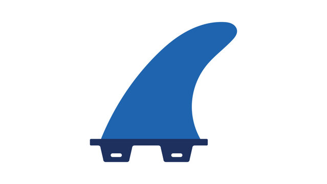 Modern surf fin vector icon illustration for summer watersports, featuring a minimalist hand-drawn design with clean lines and scalable bold shape, isolated on white background for graphics.