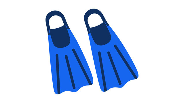Professional vector icon representing swimming flippers on white, minimalist diving fins illustration for aquatic sports and summer travel graphics, clean flat design for snorkeling equipment.