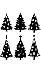 Obraz premium Christmas Tree Silhouettes Collection: Decorated Festive Icons