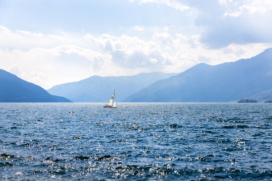the lago maggiore lake in the sun
