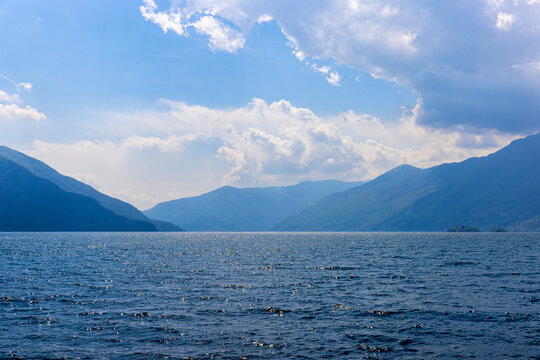 the lago maggiore lake in the sun