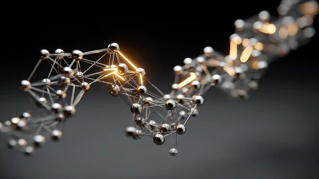 Seamless loop network intelligence animation, decentralized data system corporate background.