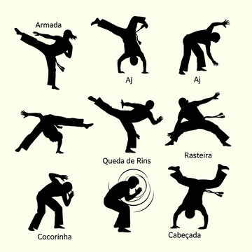 Capoeira Silhouettes: Dynamic Poses of Brazilian Martial Art