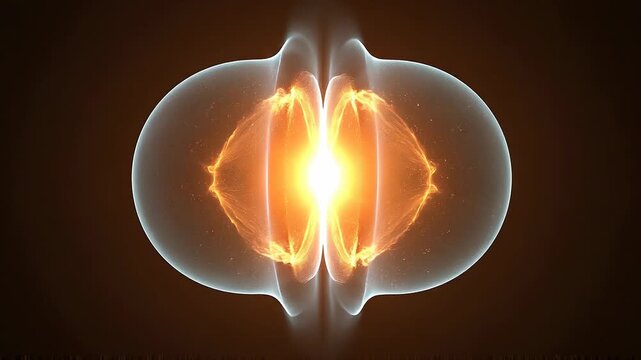 Seamless loop dual energy fields, convergence intensity abstract business dynamics.