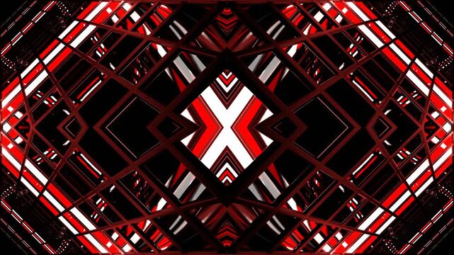 Red and White Screen Square Light Kaleidoscope Background VJ Loop in 4K