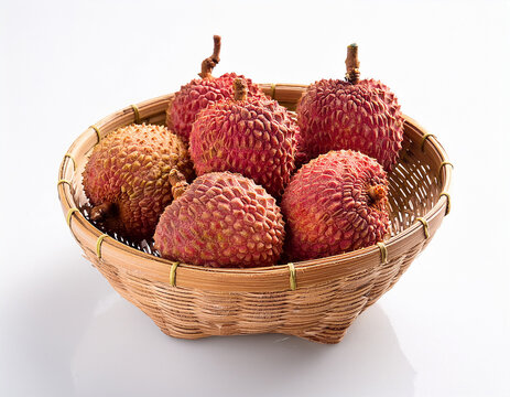 litchis, corbeille, fruit, aliment, rouge, sain, isol&eacute;, frais, blanc, automnal, r&eacute;gime, organique, nature, osier, moisson, couleur, fra&icirc;cheur, juteuse, v&eacute;g&eacute;tarien, d&eacute;licieux, agriculture
