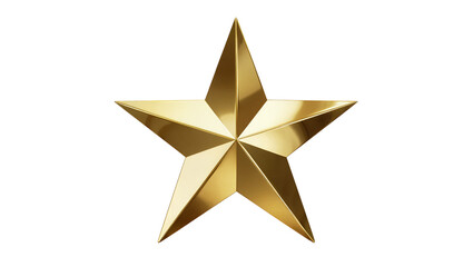 Fototapeta premium Polished golden star with sharp points, isolated on transparent background