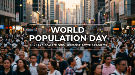 Obraz premium Modern city street with busy Asian crowd for World Population Day to reflect on global progress and metropolitan demographic development 
