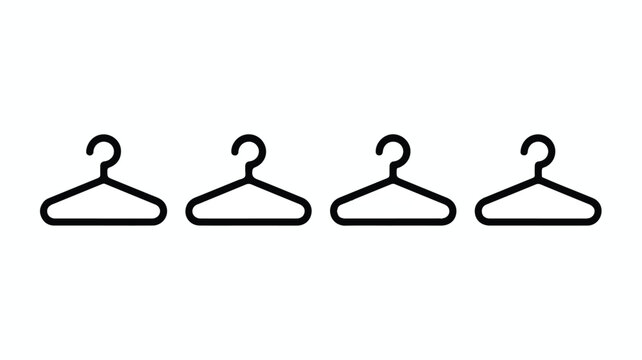 Four minimalist clothing hangers in a row for storage