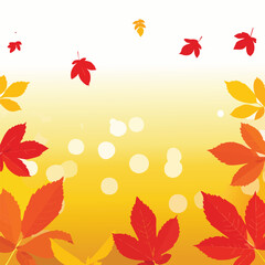 Fototapeta premium Autumn leaves falling with golden bokeh for seasonal abstract background