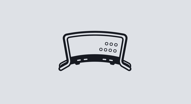 Curved digital display monitor screen icon for modern computer hardware workstations and high technology visual interface design applications
