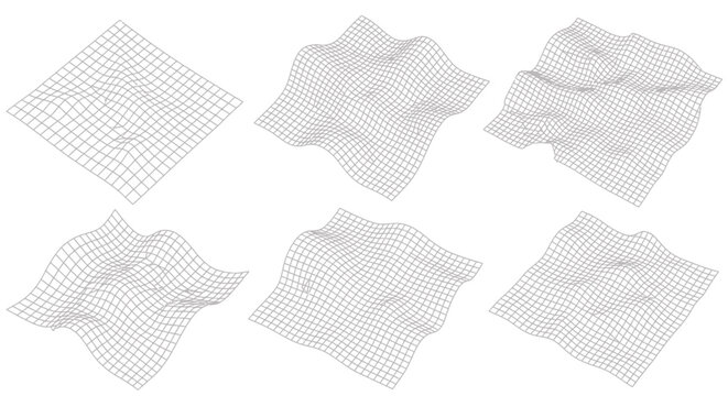 Abstract grid distortion over time, representing data flow or surface changes.