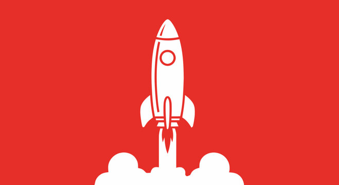 Rocket Ship Launching Into Space.