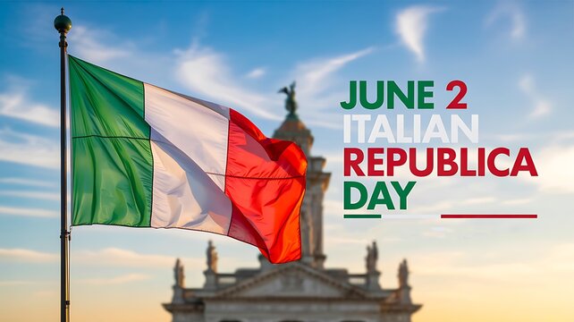 Italian republic day celebration with national flag and patriotic june second event background