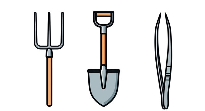 Garden tools for digging and planting.