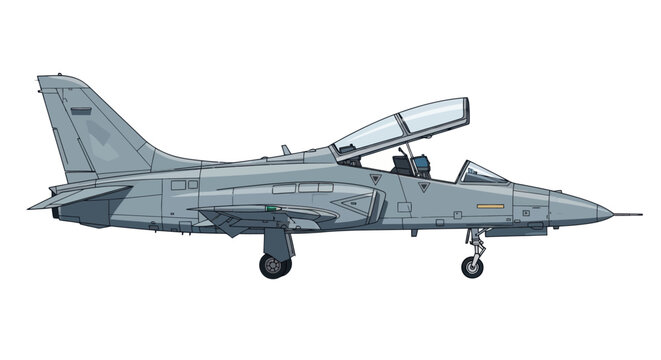 Military Fighter Jet Aircraft Side View.