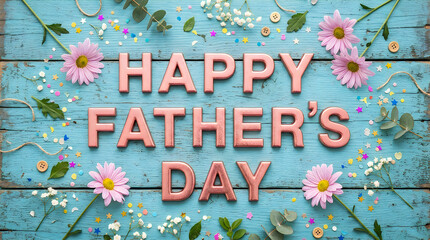 happy fathers day card with flowers