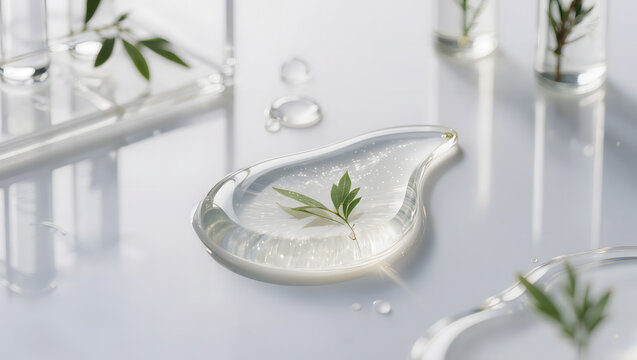 Botanical biotech serum and plant stem cell skincare concept
