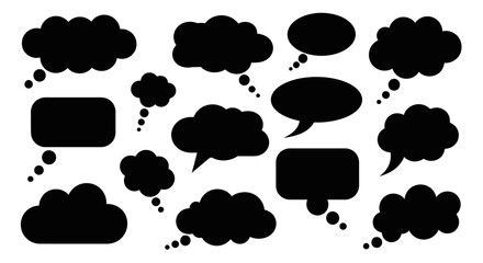 Naklejka premium Collection of Black Thought Bubbles and Speech Bubbles Isolated on White Background