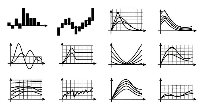Collection of business charts, graphs, and data visualizations