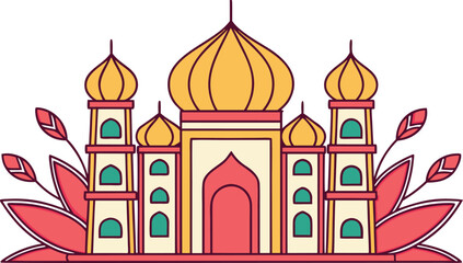 Ornate architectural of a palace with golden domes and decorative floral © SnappyDesigns