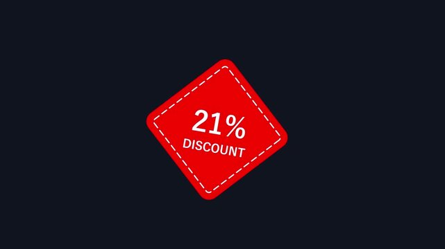 Twenty One Percent Discount Tag Animation with Professional Promo Look