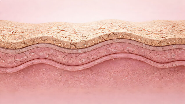 Dry cracked skin barrier damage cross section dermatology skincare concept